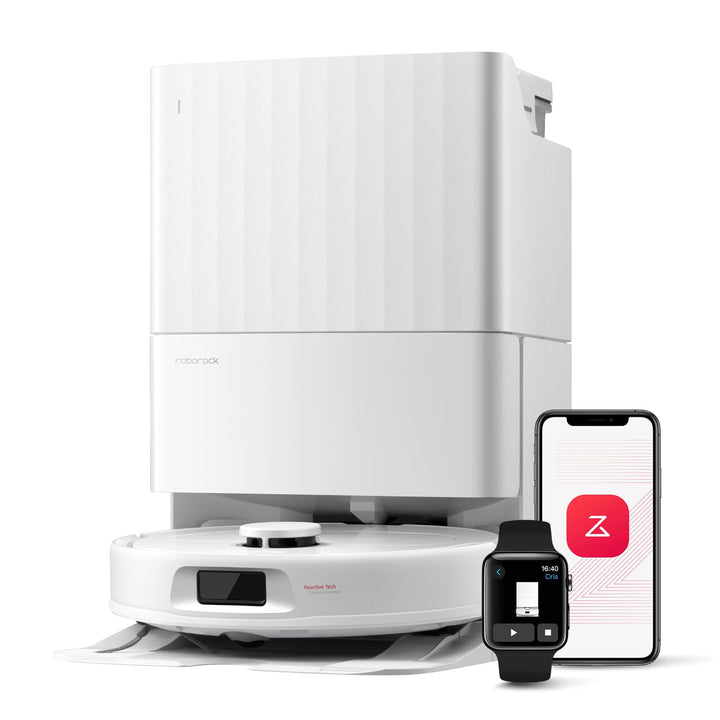roborock Qrevo S Robotstofzuiger en Dweil, 7000 Pa HyperForce, PreciSense LiDAR en Reactieve Technologie Vermijden, Multifunctioneel Dock, Bovendien 2 Dweilen, Robotstofzuigerset (Wit)
