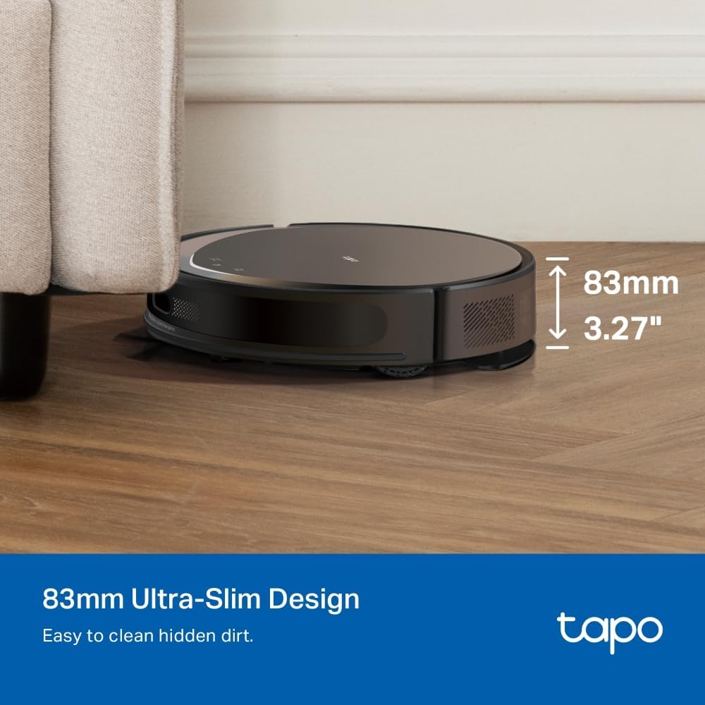 Tapo RV20 Max Plus Robotstofzuiger met dweilfunctie en automatisch afzuigstation, 5300Pa ultrasterke zuigkracht, 83 mm ultraslank, compatibel met Alexa en Google Assistant spraakbediening, app