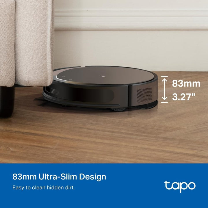 Tapo RV20 Max Plus Robotstofzuiger met dweilfunctie en automatisch afzuigstation, 5300Pa ultrasterke zuigkracht, 83 mm ultraslank, compatibel met Alexa en Google Assistant spraakbediening, app