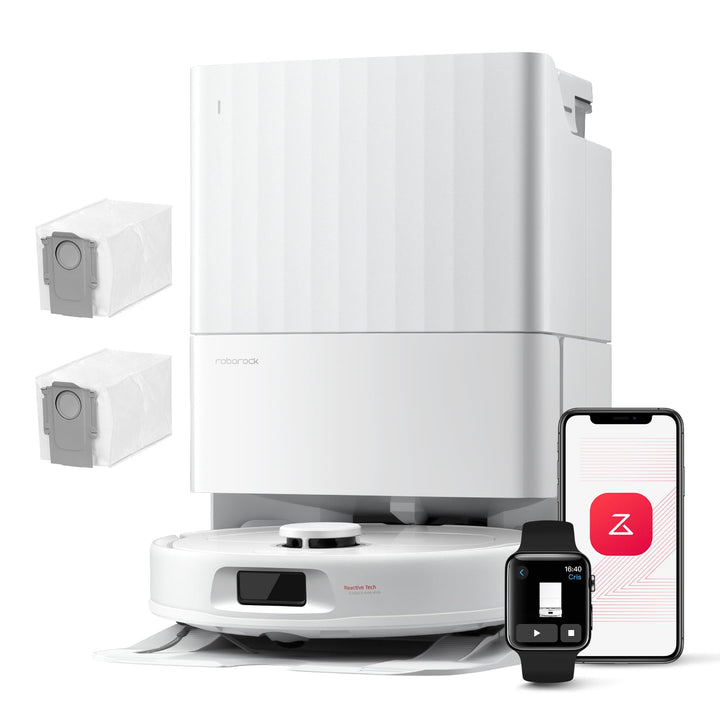 roborock Qrevo S Robotstofzuiger en Dweil, 7000 Pa HyperForce, PreciSense LiDAR en Reactieve Technologie Vermijden, Multifunctioneel Dock, Bovendien 2 Dweilen, Robotstofzuigerset (Wit)