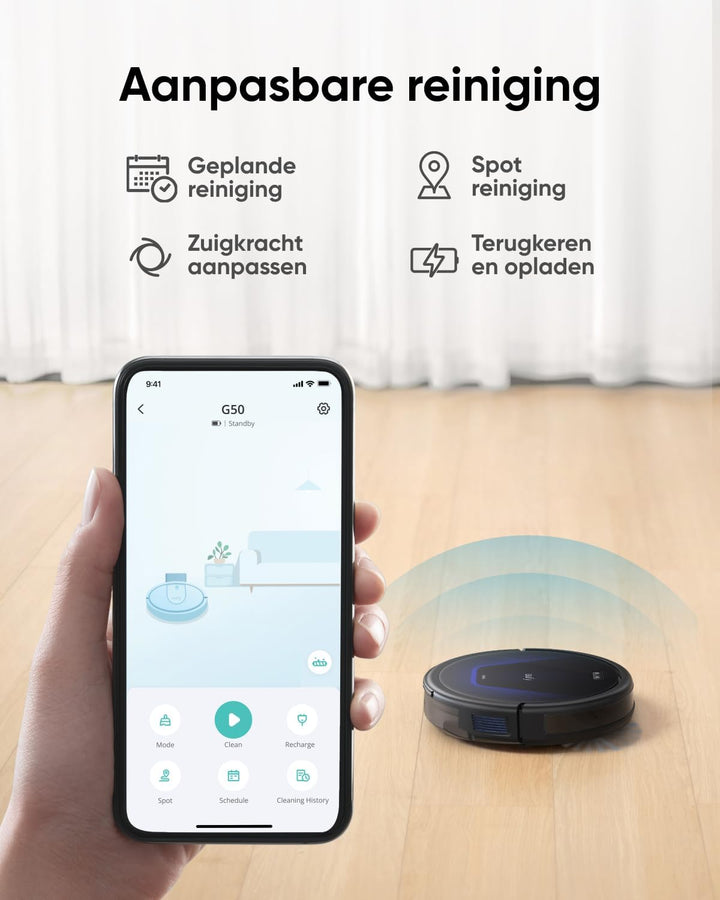 eufy G50 Robotstofzuiger, met 4.000 Pa Krachtige Zuigkracht, Dynamische Navigatie en Pro-ontwarrende kam, Rolborstel voor Haarreiniging, Perfect voor Huisdierhaar en Tapijt