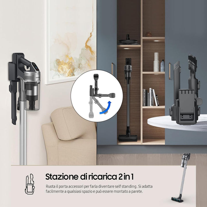 Samsung VS20B75ACR5/WA Jet 75E stofzuiger, vermogen 200 W, draadloze stofzuiger, accuduur tot 60 minuten