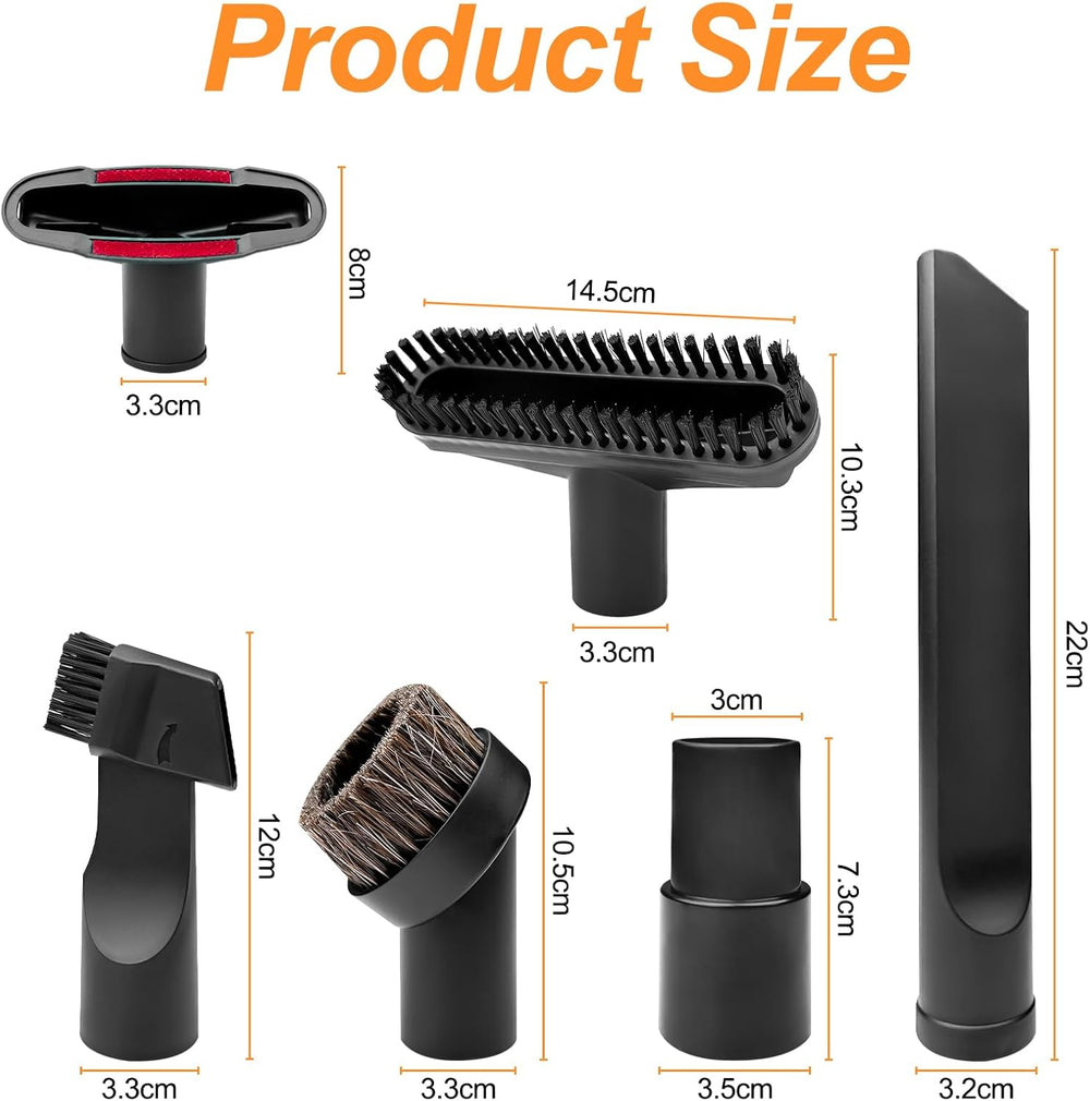 Set van 6 stofzuigerborstels, accessoires voor stofzuigers, borstelmondstukken, mondstukset voor stofzuigers, voor het reinigen van beddengoed/banken, compatibel met Miele