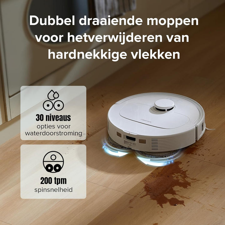 roborock Qrevo S Robotstofzuiger en Dweil, 7000 Pa HyperForce, PreciSense LiDAR en Reactieve Technologie Vermijden, Multifunctioneel Dock, Bovendien 2 Dweilen, Robotstofzuigerset (Wit)