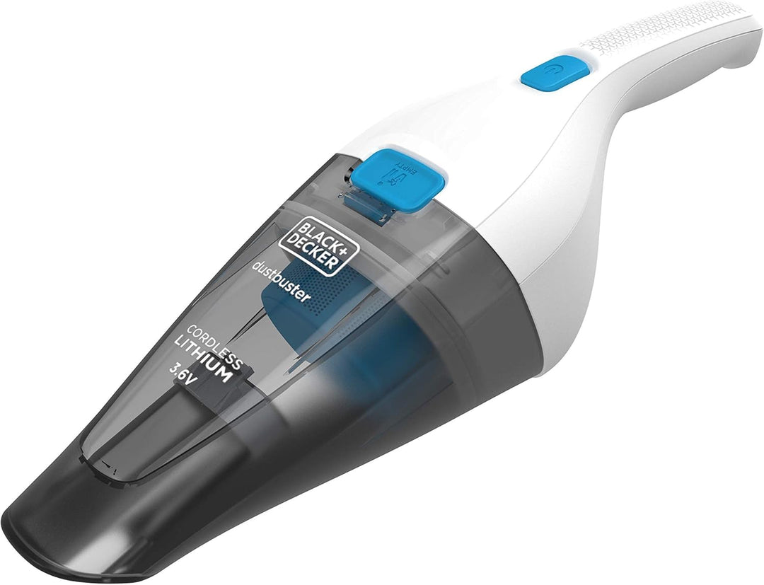 Black+Decker Accu-Handstofzuiger, 3,6 V Lithium, Zonder Stofzak En Draadloos, Incl Oplaadkabel, NVC115JL-QW, Wit/Blauw, 325 ml