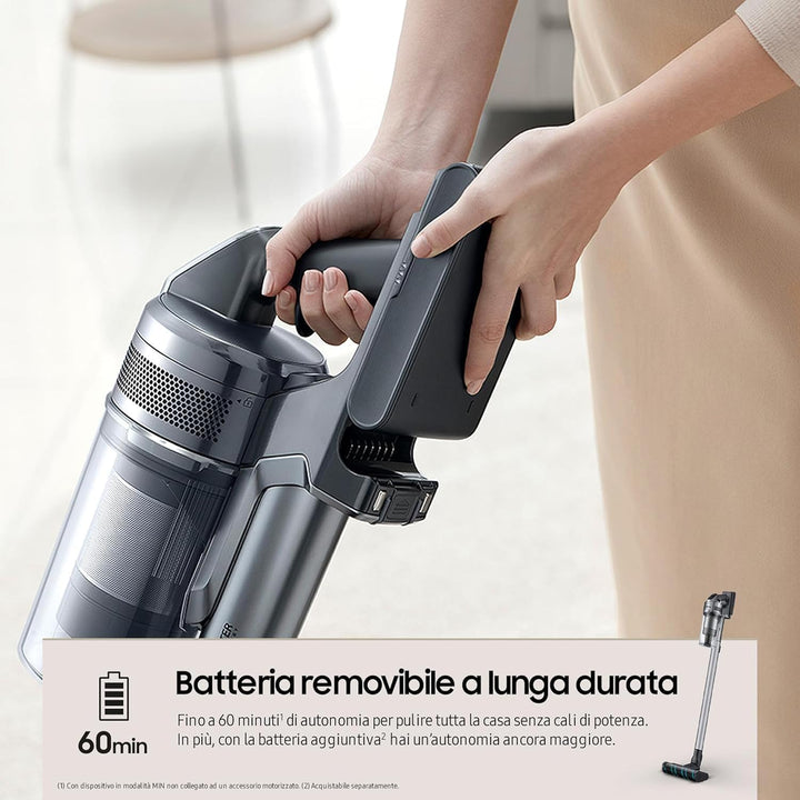 Samsung VS20B75ACR5/WA Jet 75E stofzuiger, vermogen 200 W, draadloze stofzuiger, accuduur tot 60 minuten
