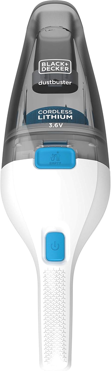Black+Decker Accu-Handstofzuiger, 3,6 V Lithium, Zonder Stofzak En Draadloos, Incl Oplaadkabel, NVC115JL-QW, Wit/Blauw, 325 ml