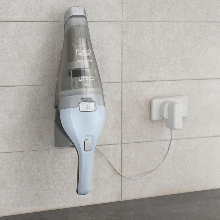 Black+Decker Accu-Handstofzuiger, 3,6 V Lithium, Zonder Stofzak En Draadloos, Incl Oplaadkabel, NVC115JL-QW, Wit/Blauw, 325 ml