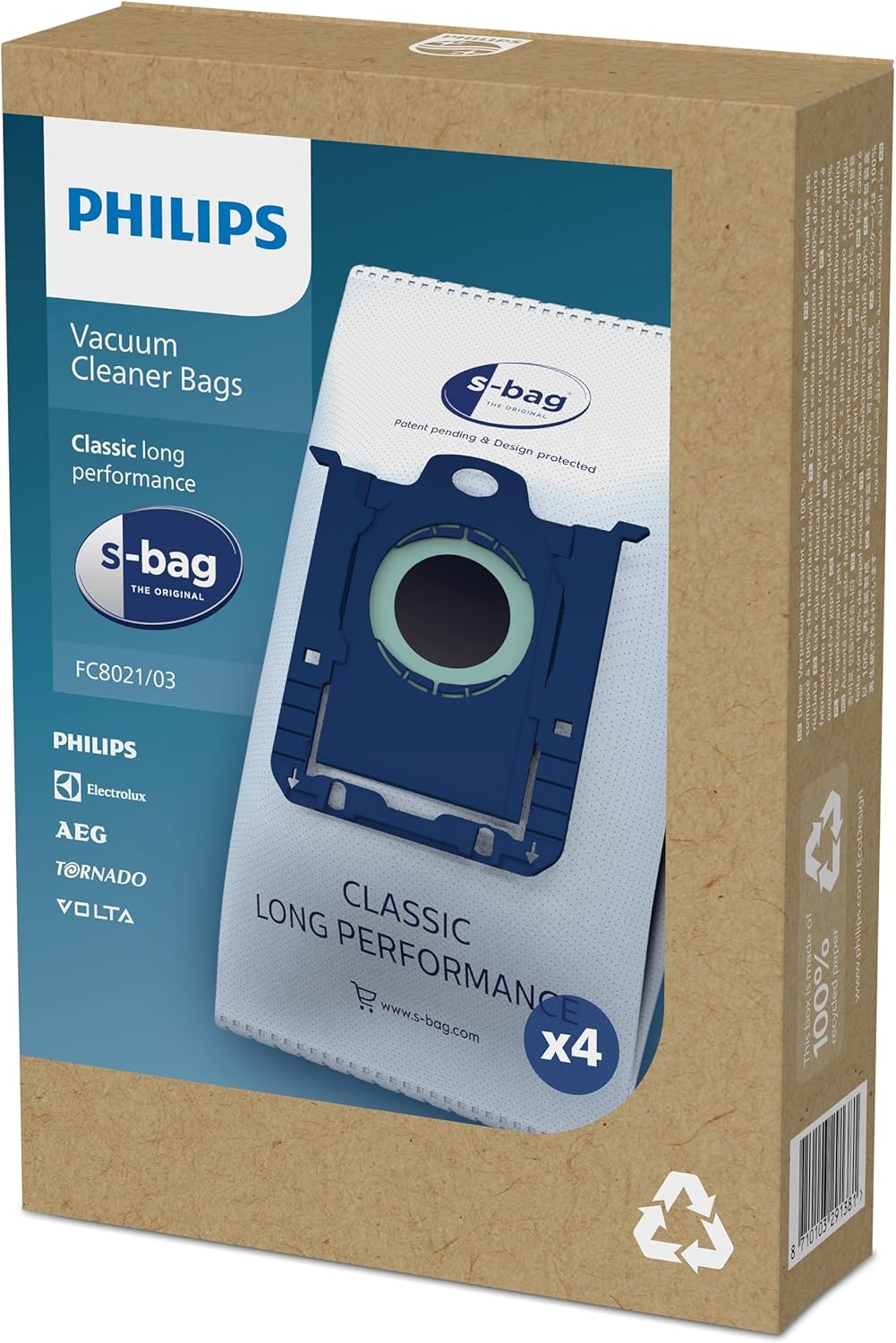 Philips Stofzuigerzak S-Bag Original - Geschikt voor Philips stofzuigers met zak - Hygiënisch sluitsysteem - Hoge filtercapaciteit - FC8021/03
