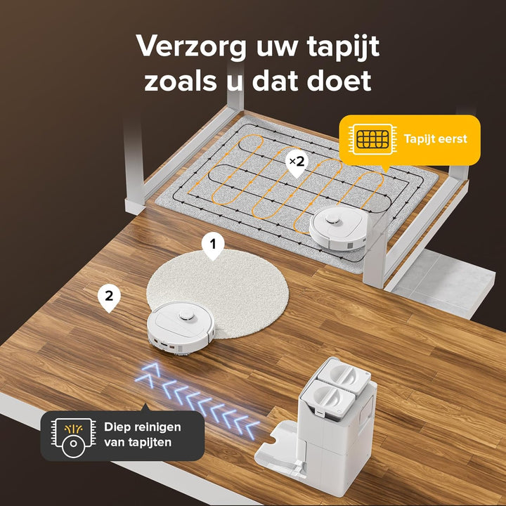 roborock Qrevo S Robotstofzuiger en Dweil, 7000 Pa HyperForce, PreciSense LiDAR en Reactieve Technologie Vermijden, Multifunctioneel Dock, Bovendien 2 Dweilen, Robotstofzuigerset (Wit)