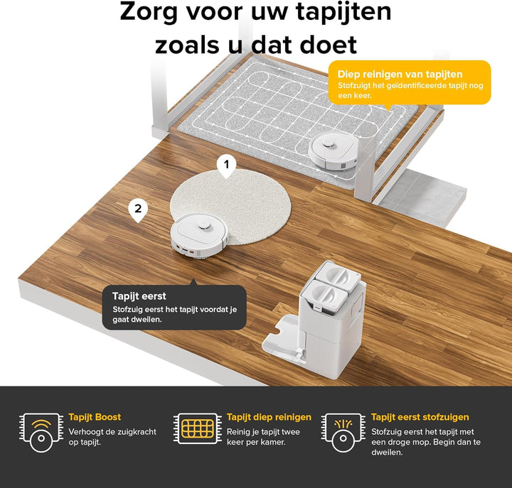 roborock Qrevo S Robotstofzuiger en Dweil, 7000 Pa HyperForce, PreciSense LiDAR en Reactieve Technologie Vermijden, Multifunctioneel Dock, Bovendien 2 Dweilen, Robotstofzuigerset (Wit)