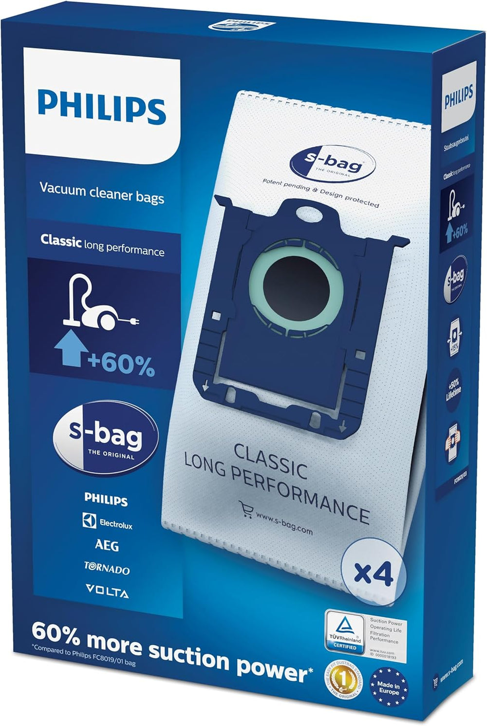 Philips Stofzuigerzak S-Bag Original - Geschikt voor Philips stofzuigers met zak - Hygiënisch sluitsysteem - Hoge filtercapaciteit - FC8021/03